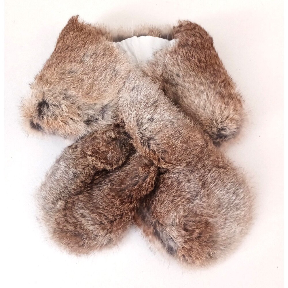 Genuine Rabbit Fur Keyhole Neck Warmer Scarf 6X35 Rounded Edge